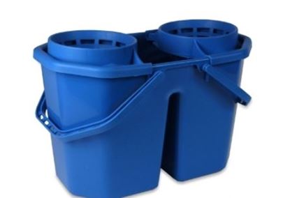 Afbeeldingen van Dubbele Mopemmer met Korf 15 liter Blauw