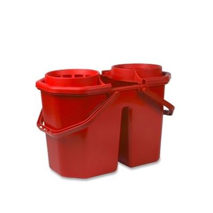 Afbeeldingen van Dubbele Mopemmer met Korf 15 liter Rood